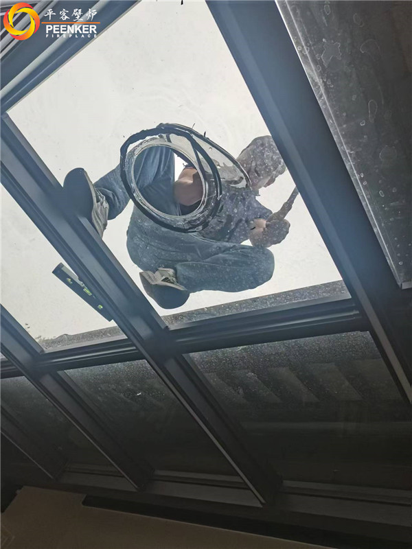 安吉桃花源陽光房丹麥Morso 2110進(jìn)口壁爐安裝.jpg