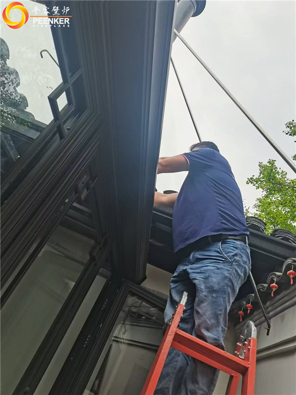 安吉桃花源陽光房丹麥Morso 2110進(jìn)口壁爐安裝.jpg