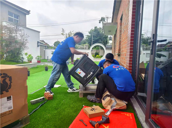 南京八卦洲別墅丹麥Morso 2140鑄鐵壁爐安裝.jpg