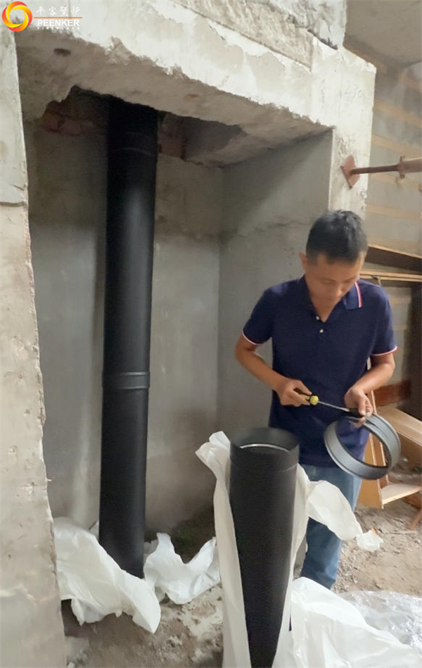 張家口原鄉(xiāng)美麗堅(jiān)別墅丹麥Morso S101-12壁爐安裝.jpg